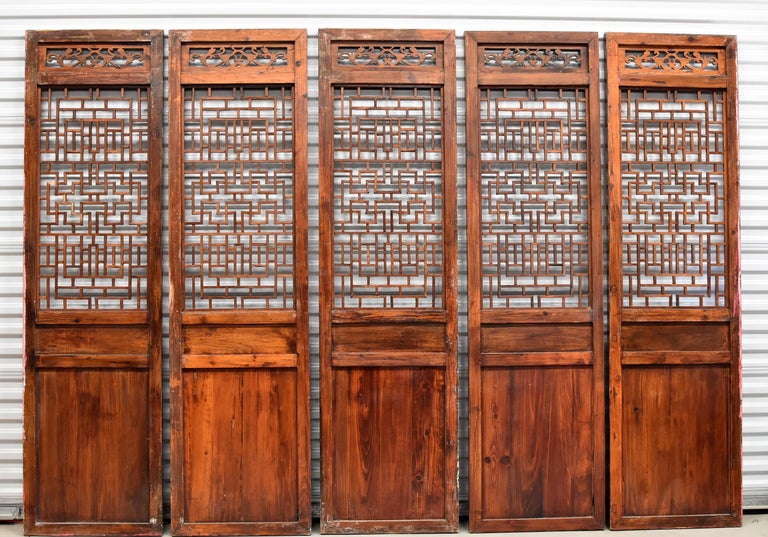 Set of Five Chinese Antique Screens Ming Style For Sale 14