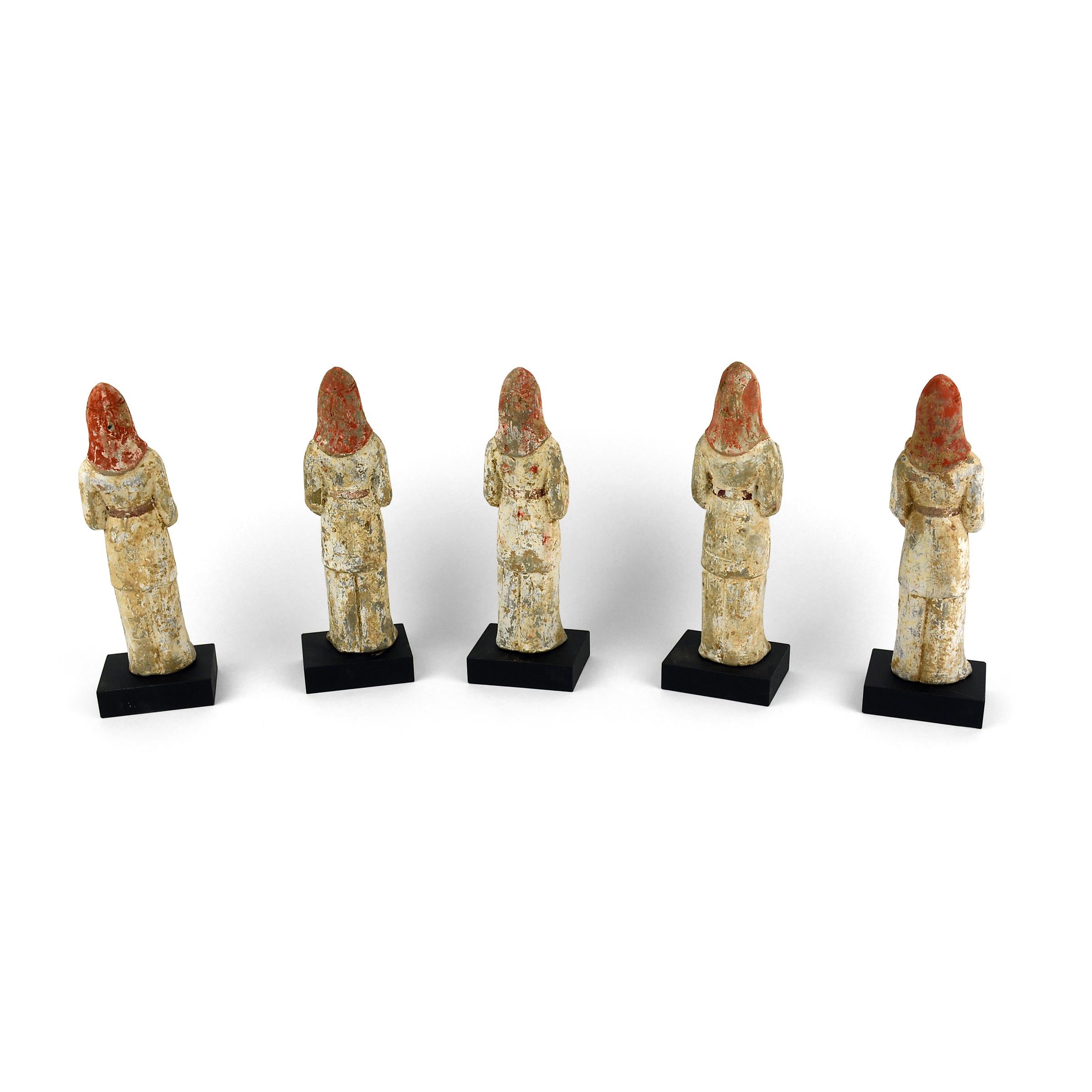 Unglazed Set of Five Chinese Eastern Wei Mingqi Musicians