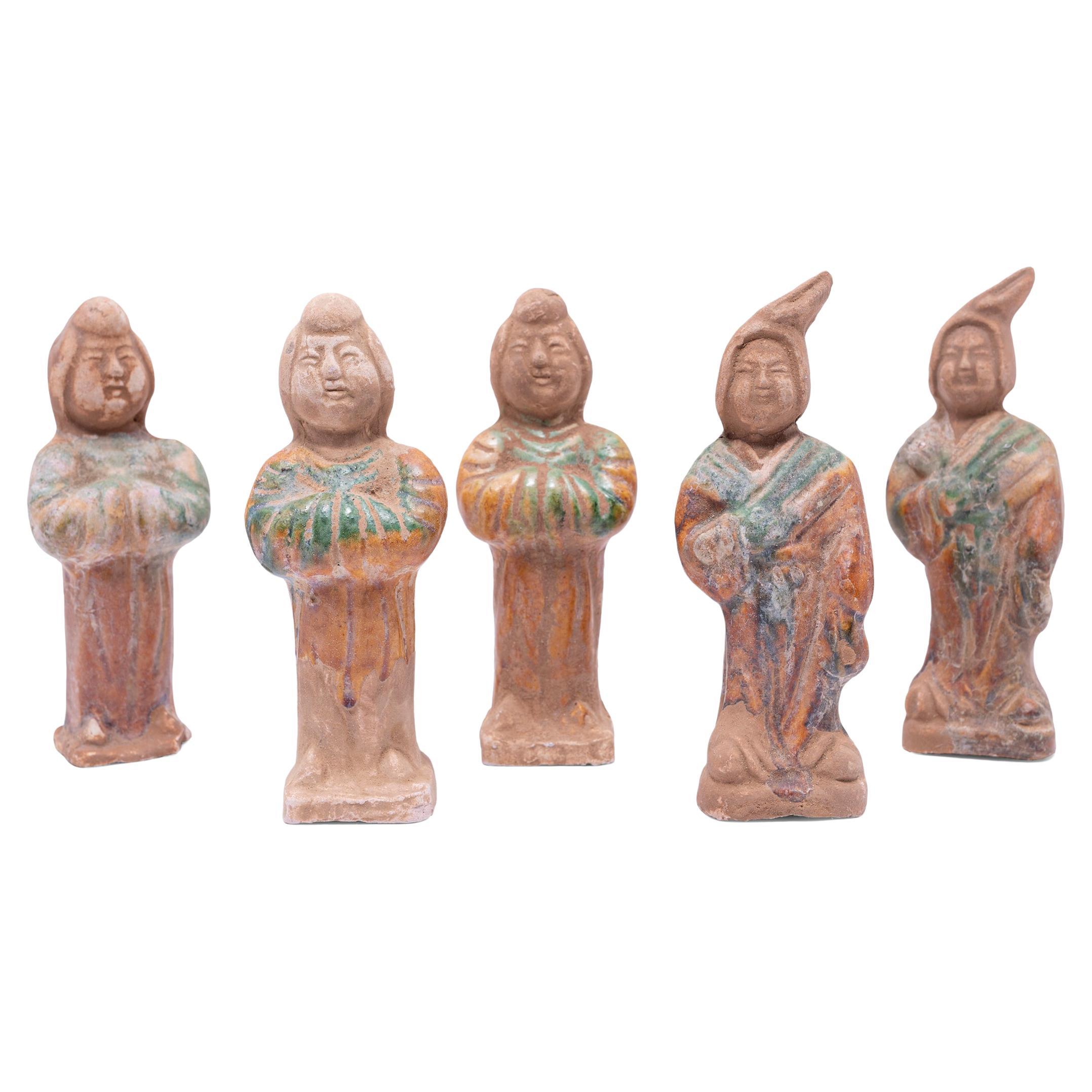 Set of Five Chinese Sancai Female Attendant Figures