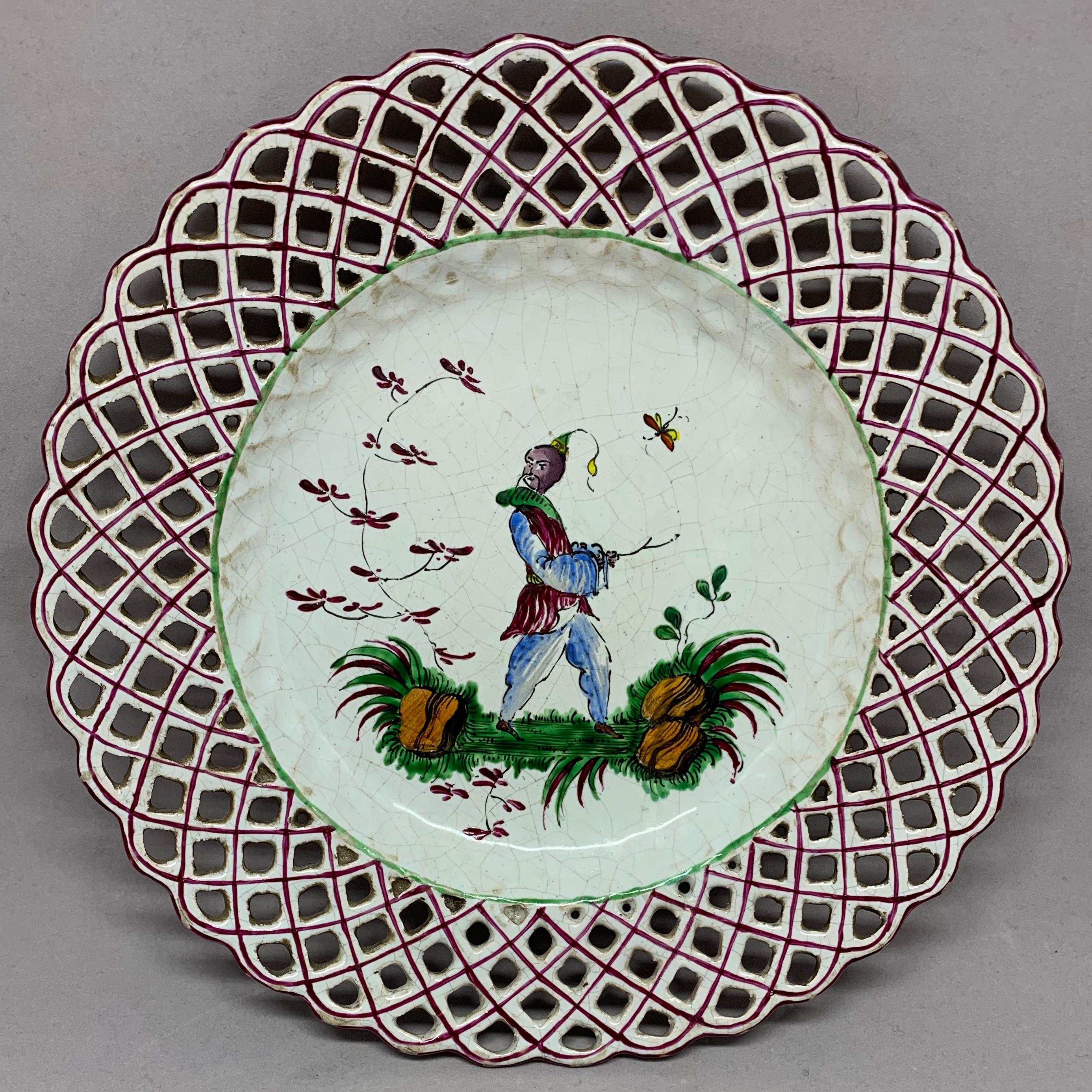 Italian Set of Five Chinoiserie Faience Dishes For Sale