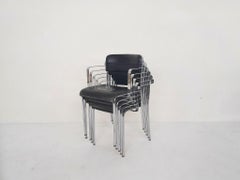 Set of five chrome and leather dining chairs by Aryform, Sweden 1970's