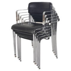 Set of five chrome and leather dining chairs by Aryform, Sweden 1970's