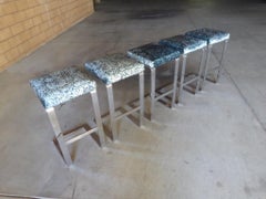 Set of Five Chrome-Plated Flat Bar Steel Barstools, Pace Collection, circa 1970s