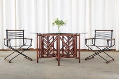 Set of Five Cleo Baldon Iron and Oak Campaign Armchairs