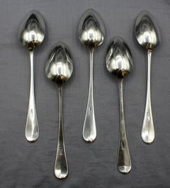 Set of Five Coin Silver Tablespoons by Samuel Browne