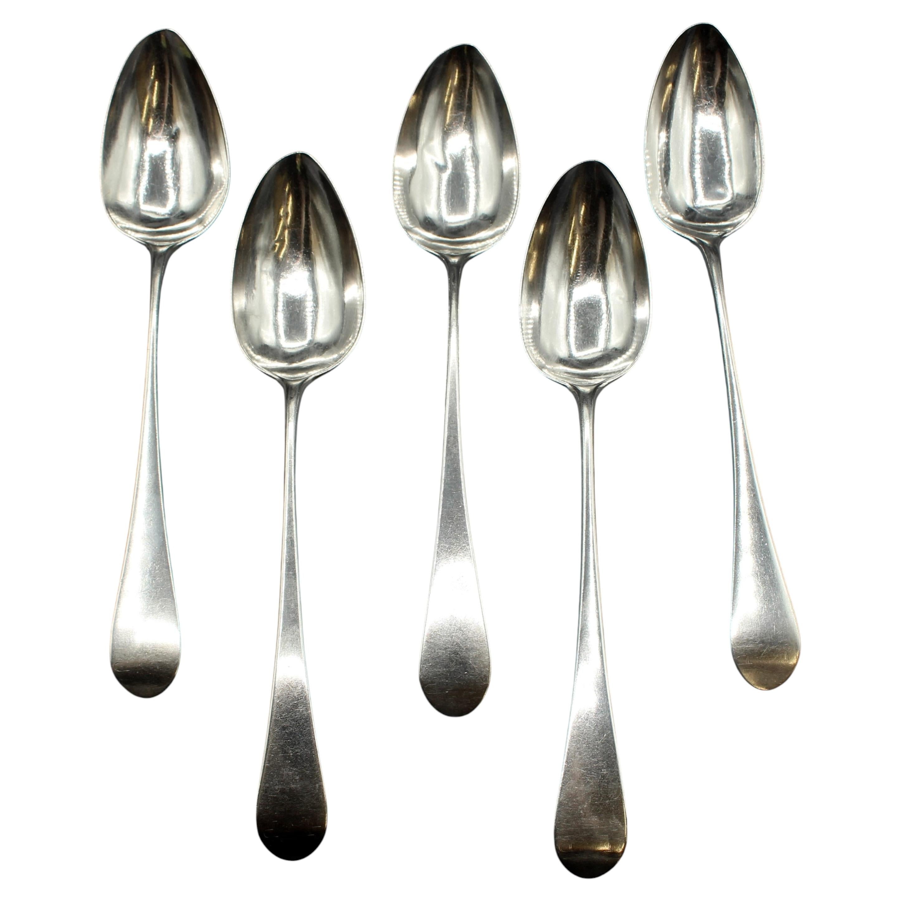 Set of Five Coin Silver Tablespoons by Samuel Browne For Sale