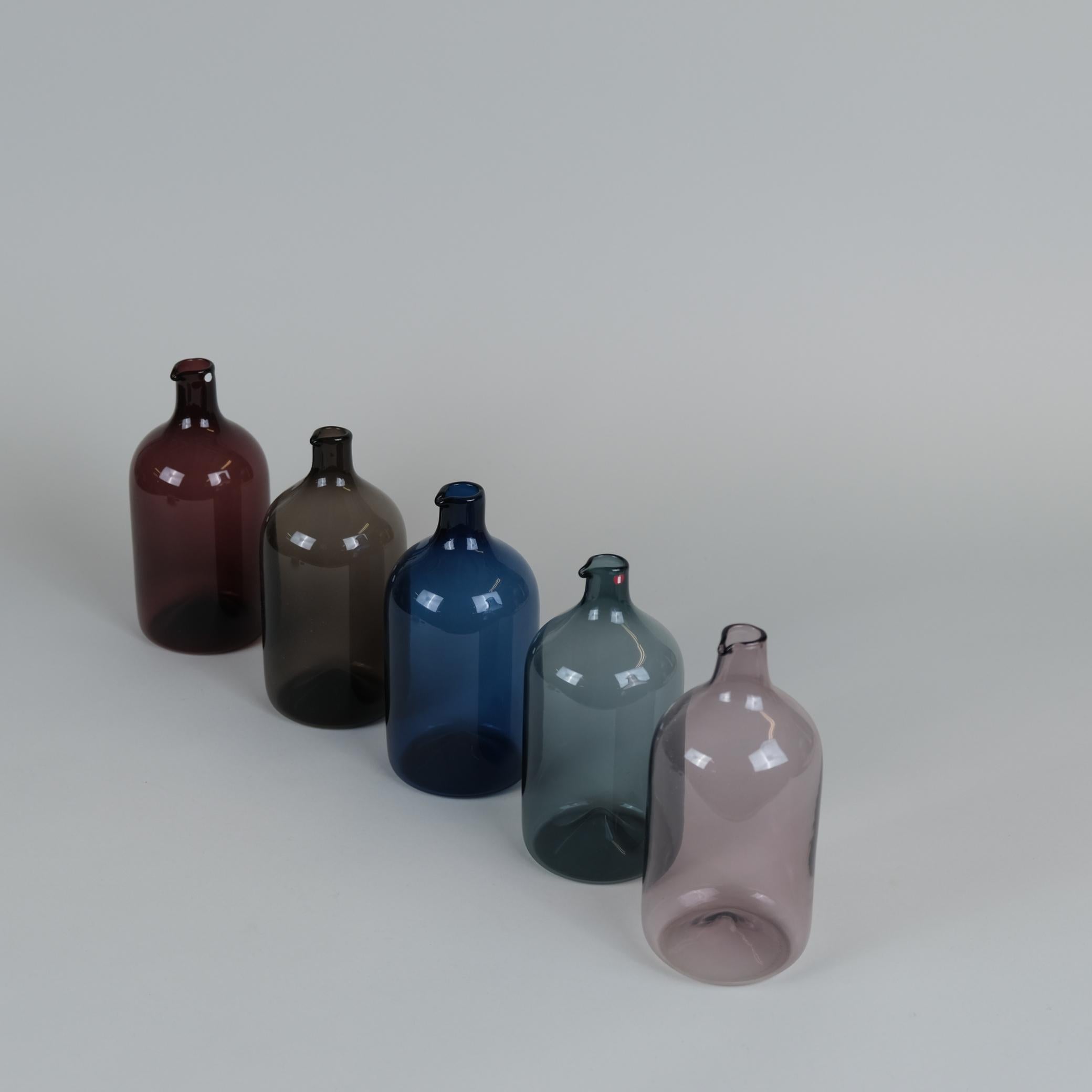 Set of Five Colourful Timo Sarpaneva Bird Bottles for Iittala 1950s For Sale 2
