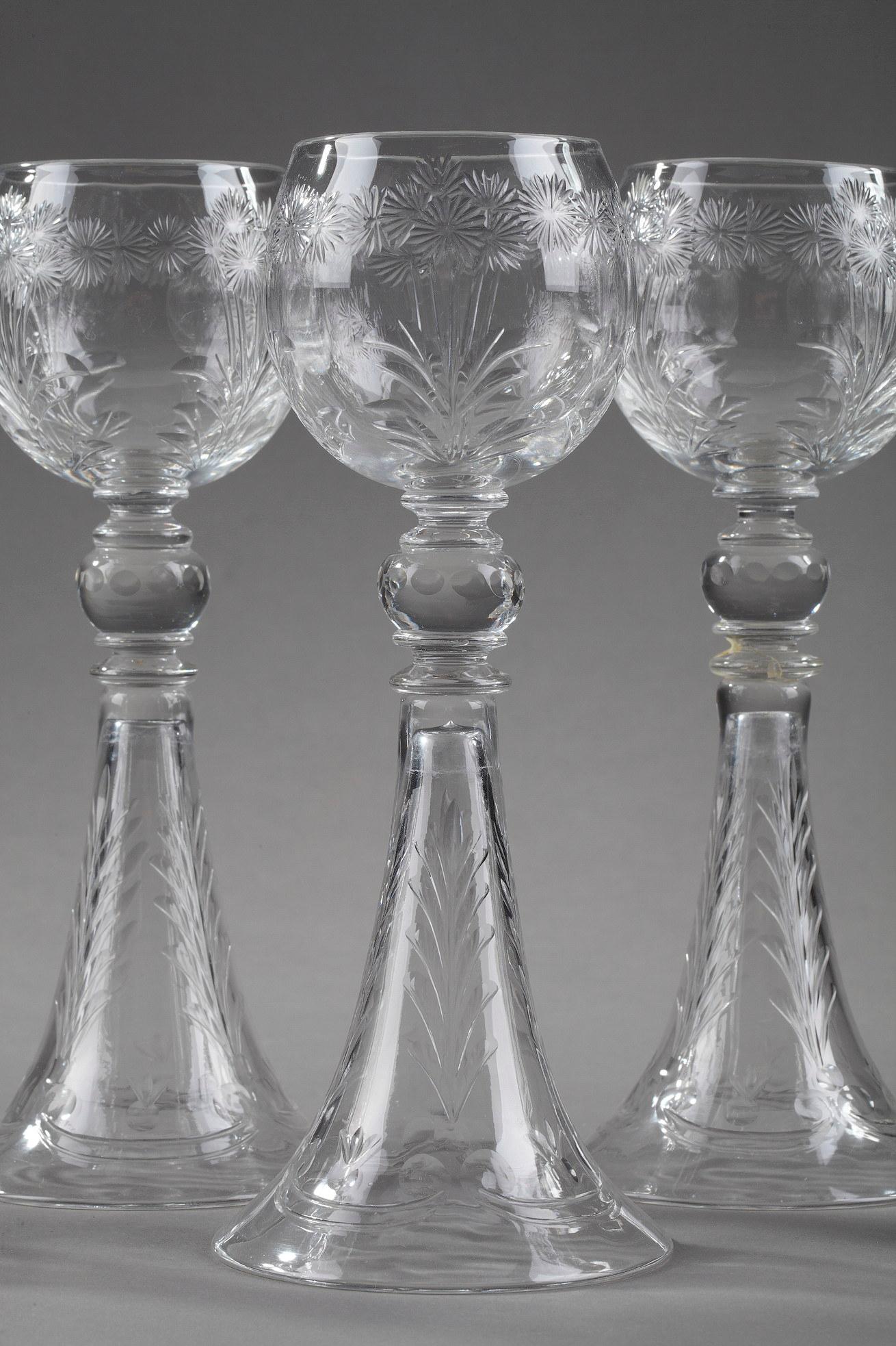 Late 19th Century Set of Five Crystal Glasses