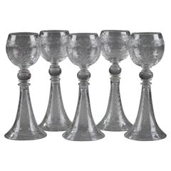 Set of Five Crystal Glasses
