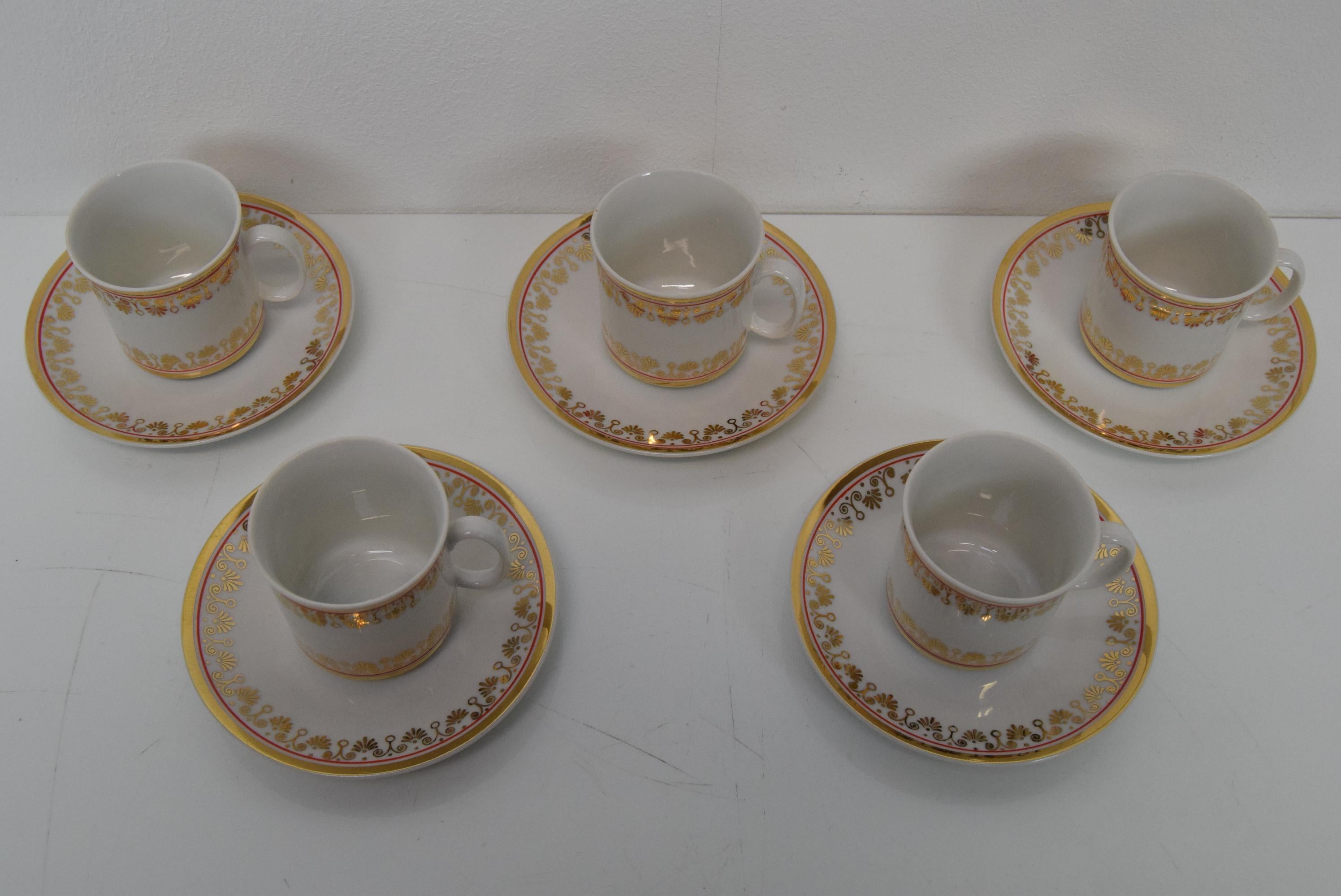 Czech Set of Five Cups and Saucers by Company Epiag, circa 1920's For Sale