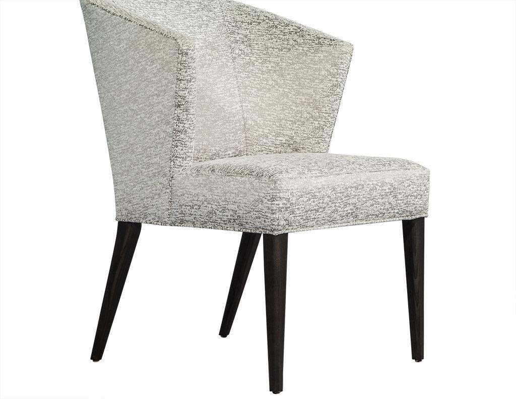 Fabric Set of Five Custom Curved Back Modern Dining Chairs by Carrocel