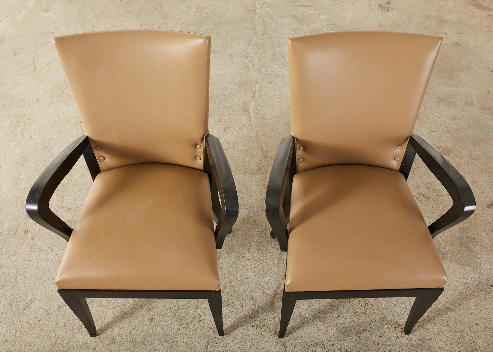 Set of Five Dakota Jackson Cadette Leather Dining Armchairs 4