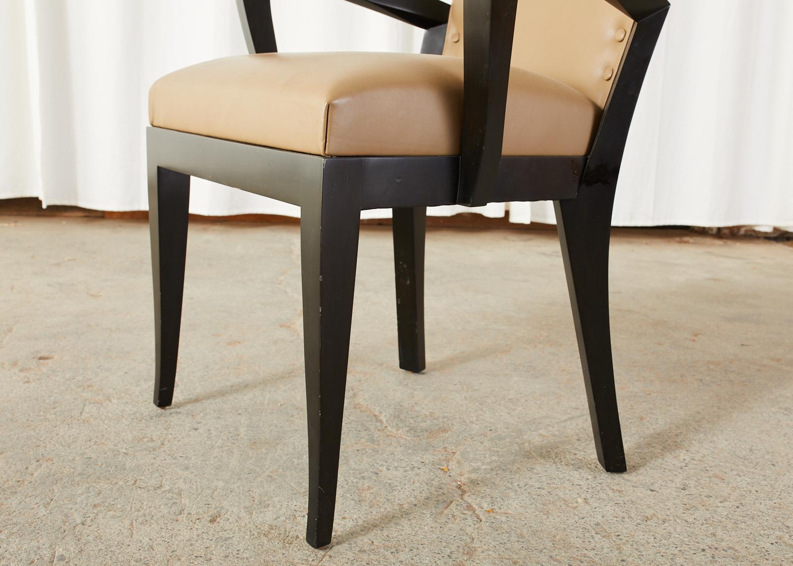 Set of Five Dakota Jackson Cadette Leather Dining Armchairs 8