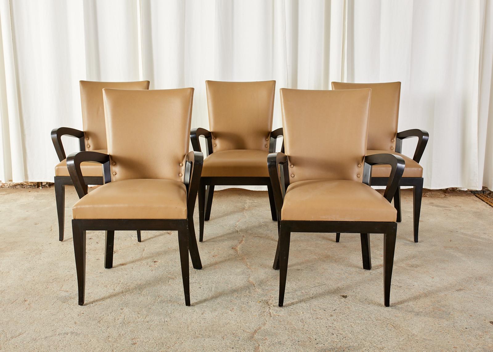 Set of Five Dakota Jackson Cadette Leather Dining Armchairs 12