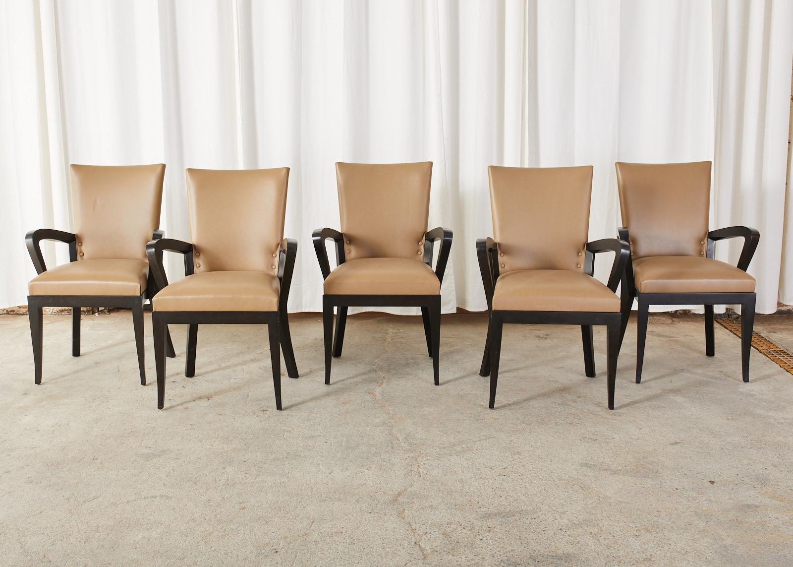 Modern Set of Five Dakota Jackson Cadette Leather Dining Armchairs