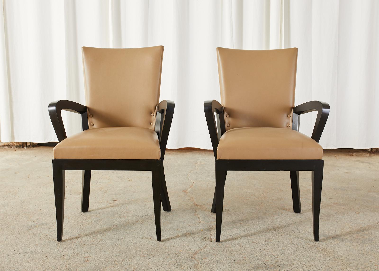 American Set of Five Dakota Jackson Cadette Leather Dining Armchairs