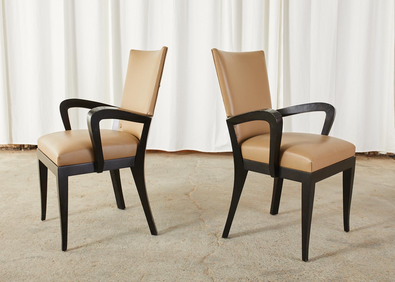 Ebonized Set of Five Dakota Jackson Cadette Leather Dining Armchairs