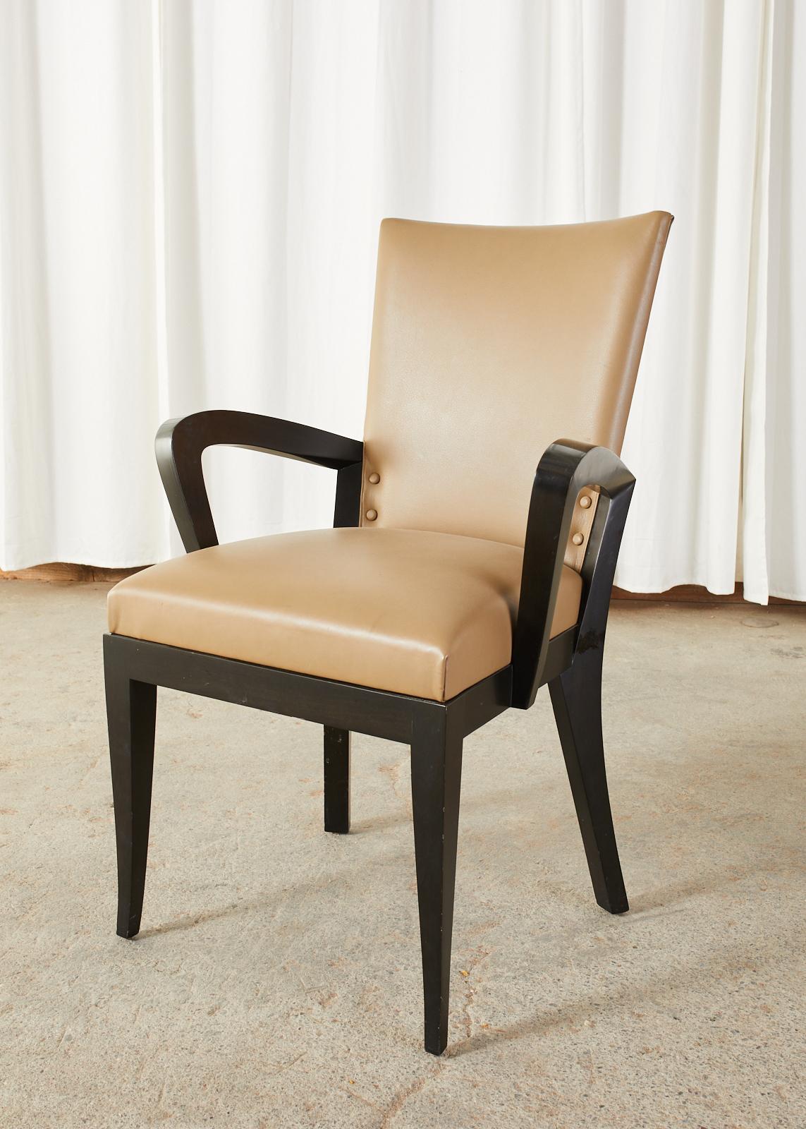 Set of Five Dakota Jackson Cadette Leather Dining Armchairs In Good Condition In Rio Vista, CA