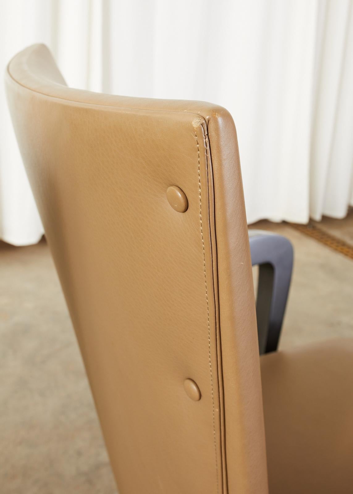 Set of Five Dakota Jackson Cadette Leather Dining Armchairs 2