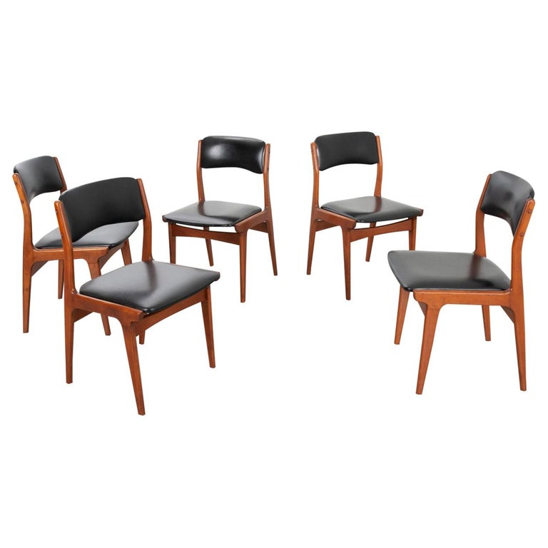 Set of Five Danish MidCentury Modern Chairs For Sale at 1stDibs