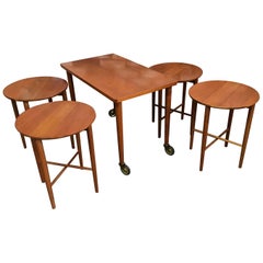 Vintage Set of Five Danish Modern Nesting Tables by Carlo Jensen for Hundevad