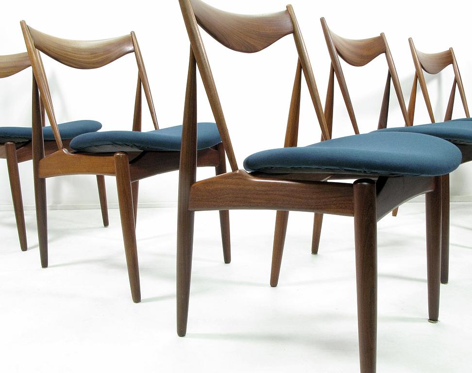 Set of Five Danish Walnut Dining Chairs by Kurt Ostervig 2