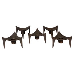 Set of Five Dansk Mid-Century Iron Candle Holders