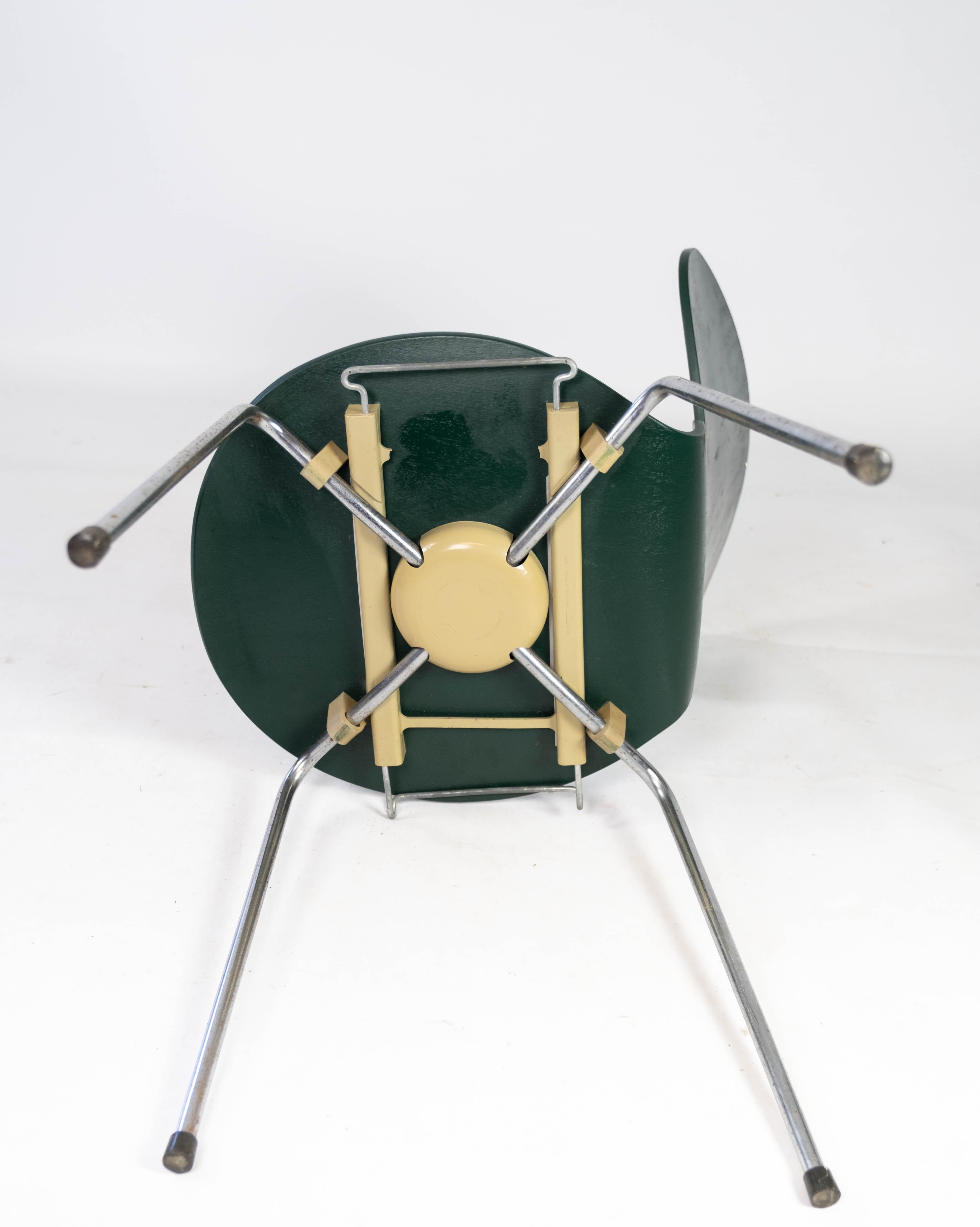 Set of Five Dark Green Ant Chairs, Model 3101, Designed by Arne Jacobsen, 1960s 5