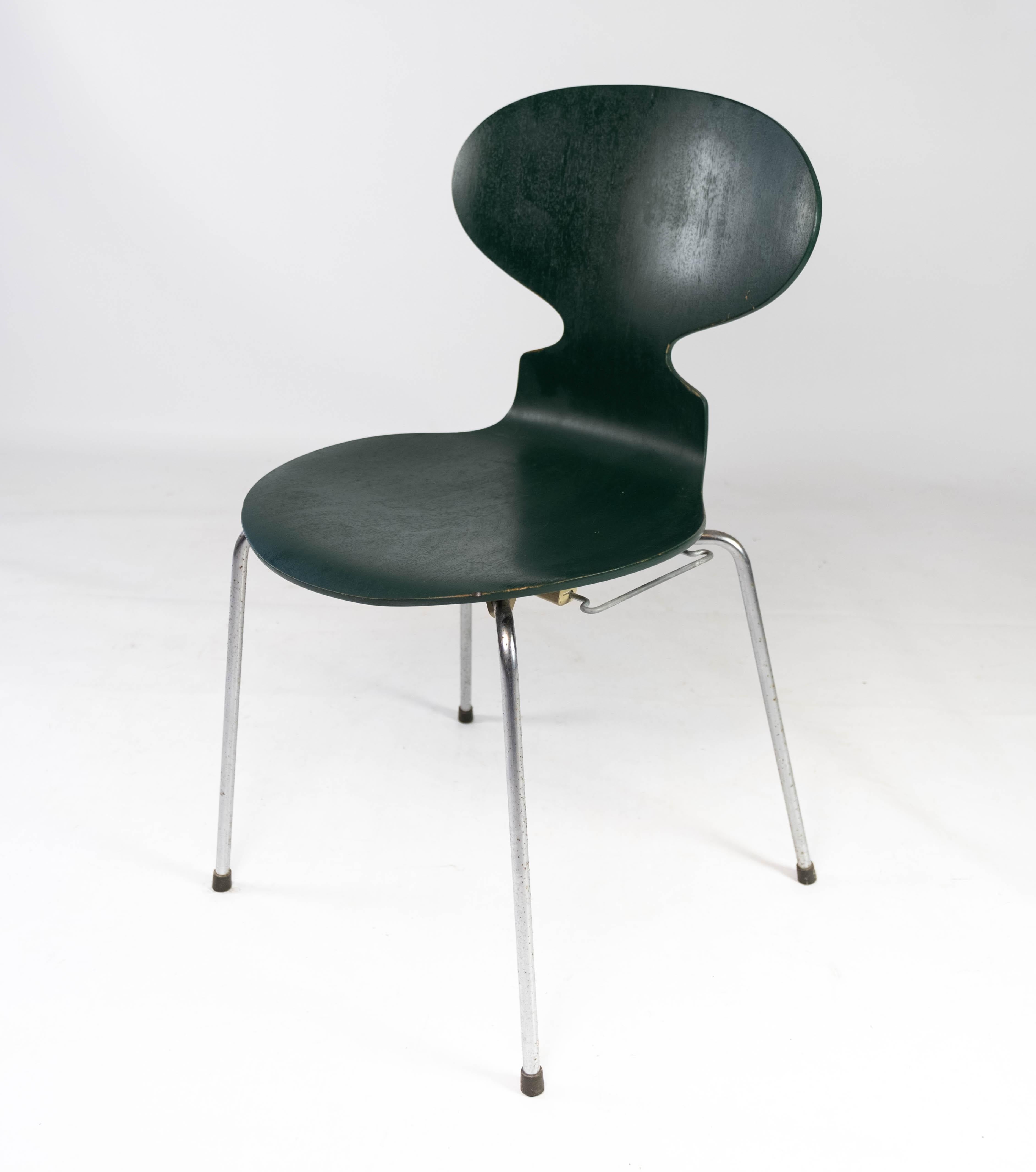 Set of Five Dark Green Ant Chairs, Model 3101, Designed by Arne Jacobsen, 1960s 2