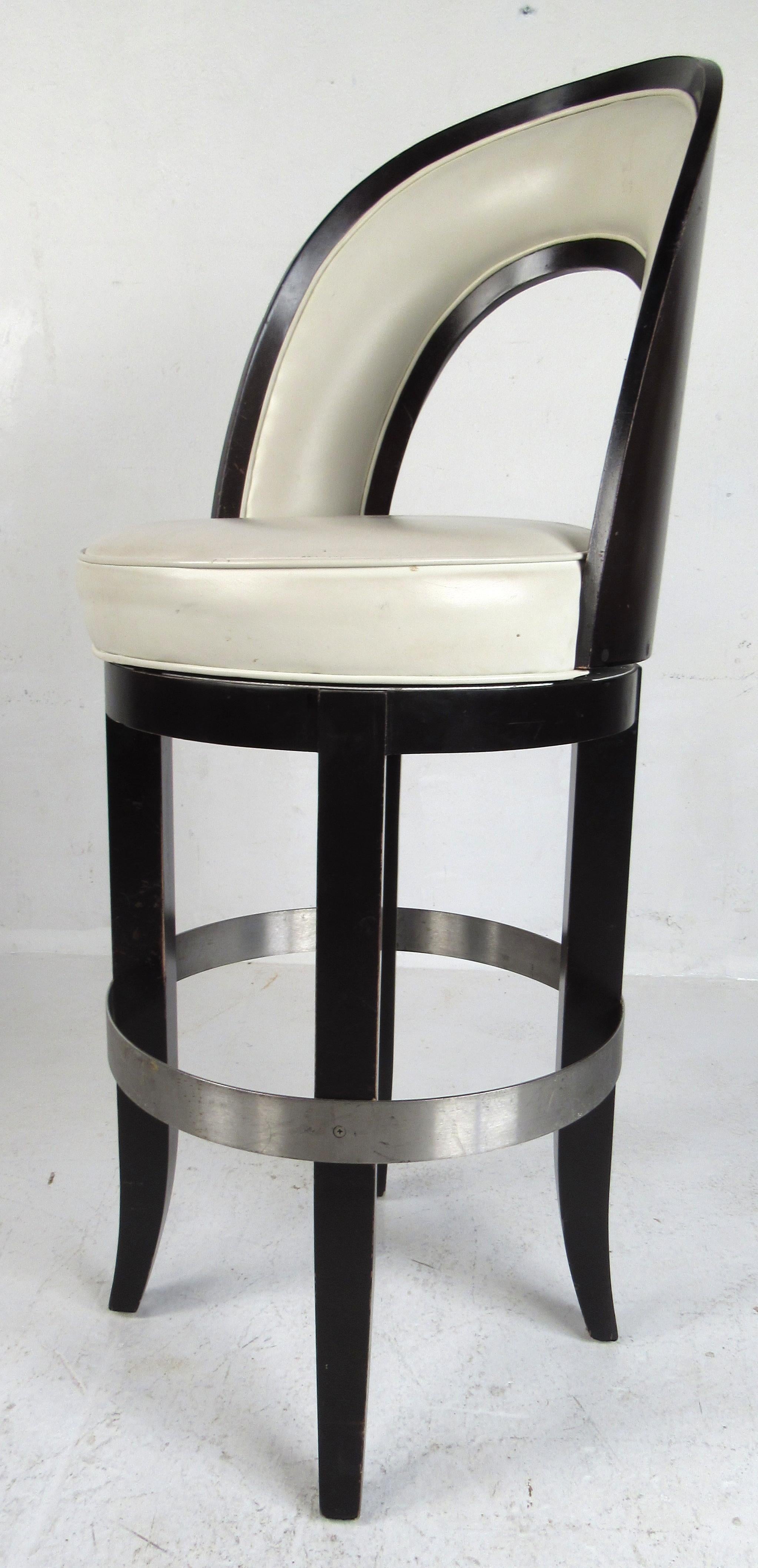 Modern Set of Five Decorator Style Contemporary Swivel Stools For Sale