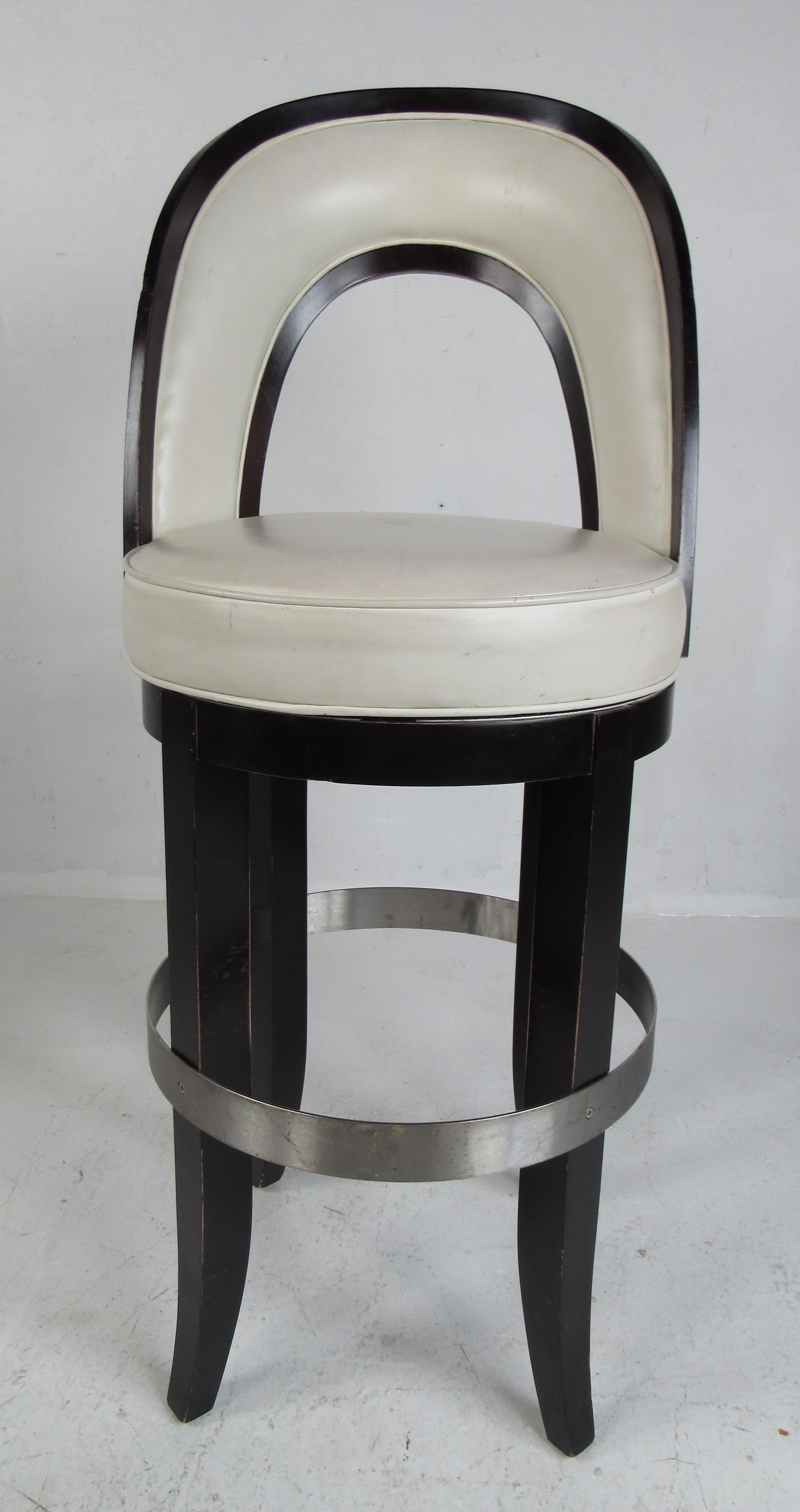American Set of Five Decorator Style Contemporary Swivel Stools For Sale