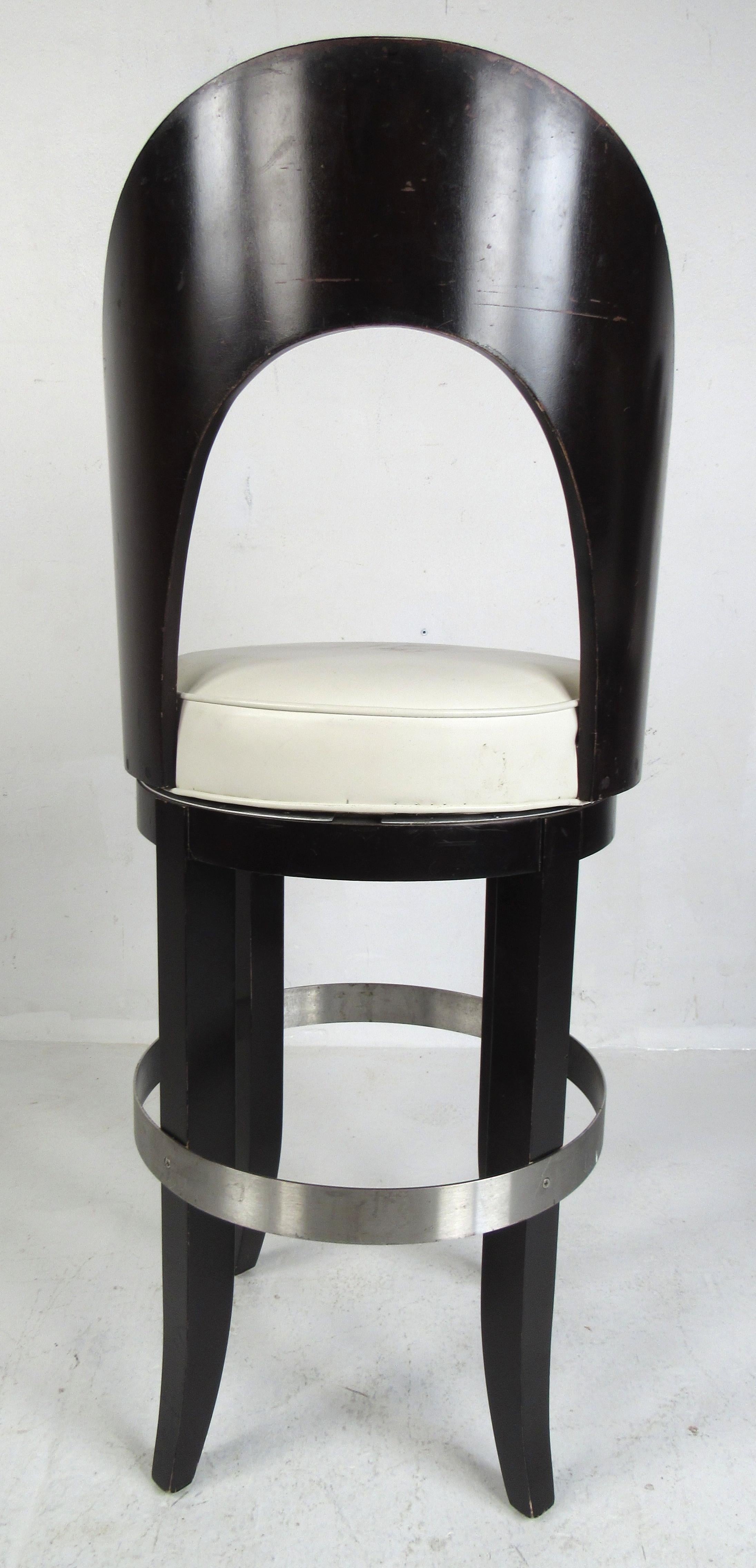 Upholstery Set of Five Decorator Style Contemporary Swivel Stools For Sale