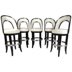 Set of Five Decorator Style Contemporary Swivel Stools