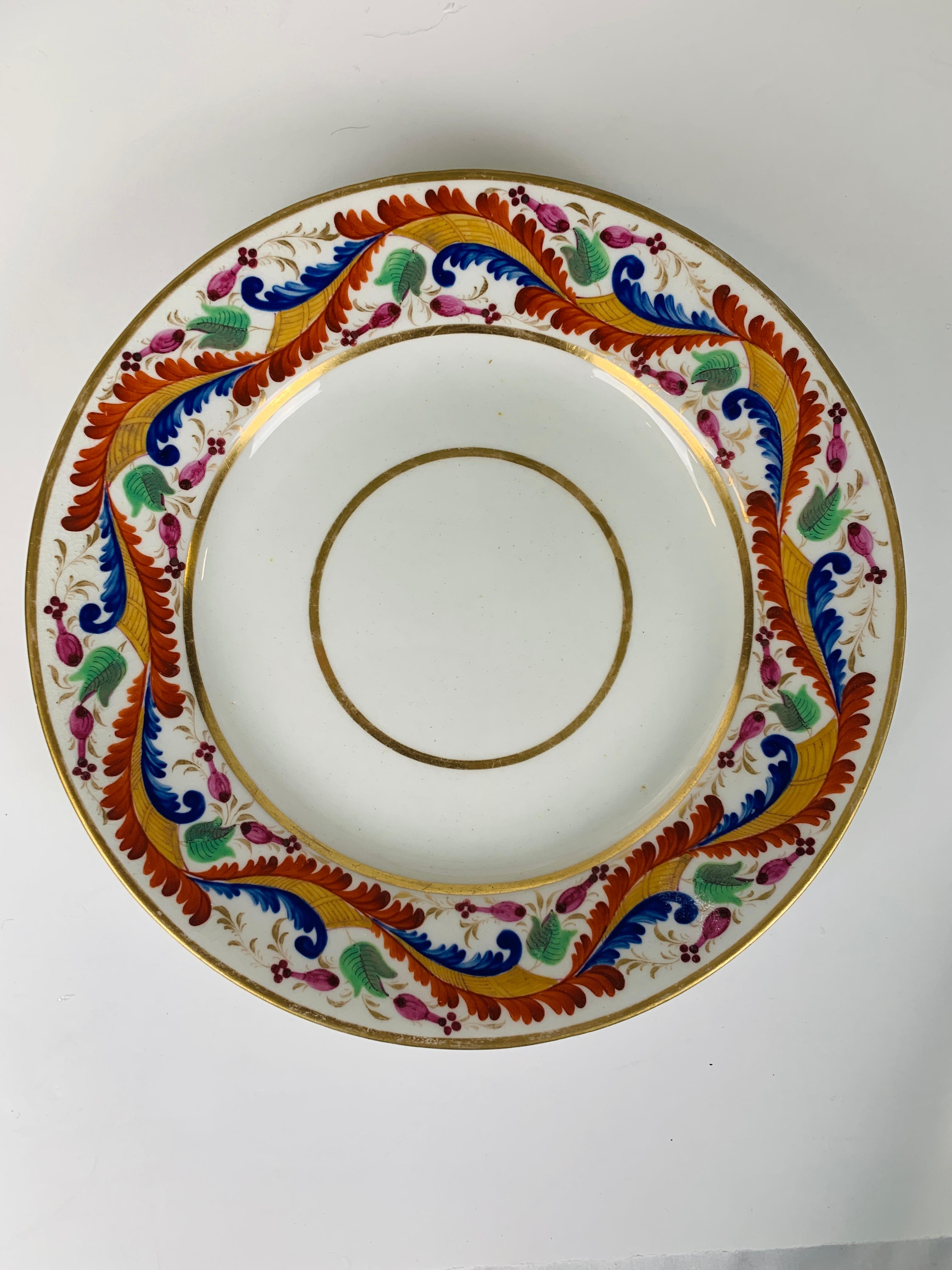 Regency Set of Five Derby Dishes Hand-Painted in England, circa 1810