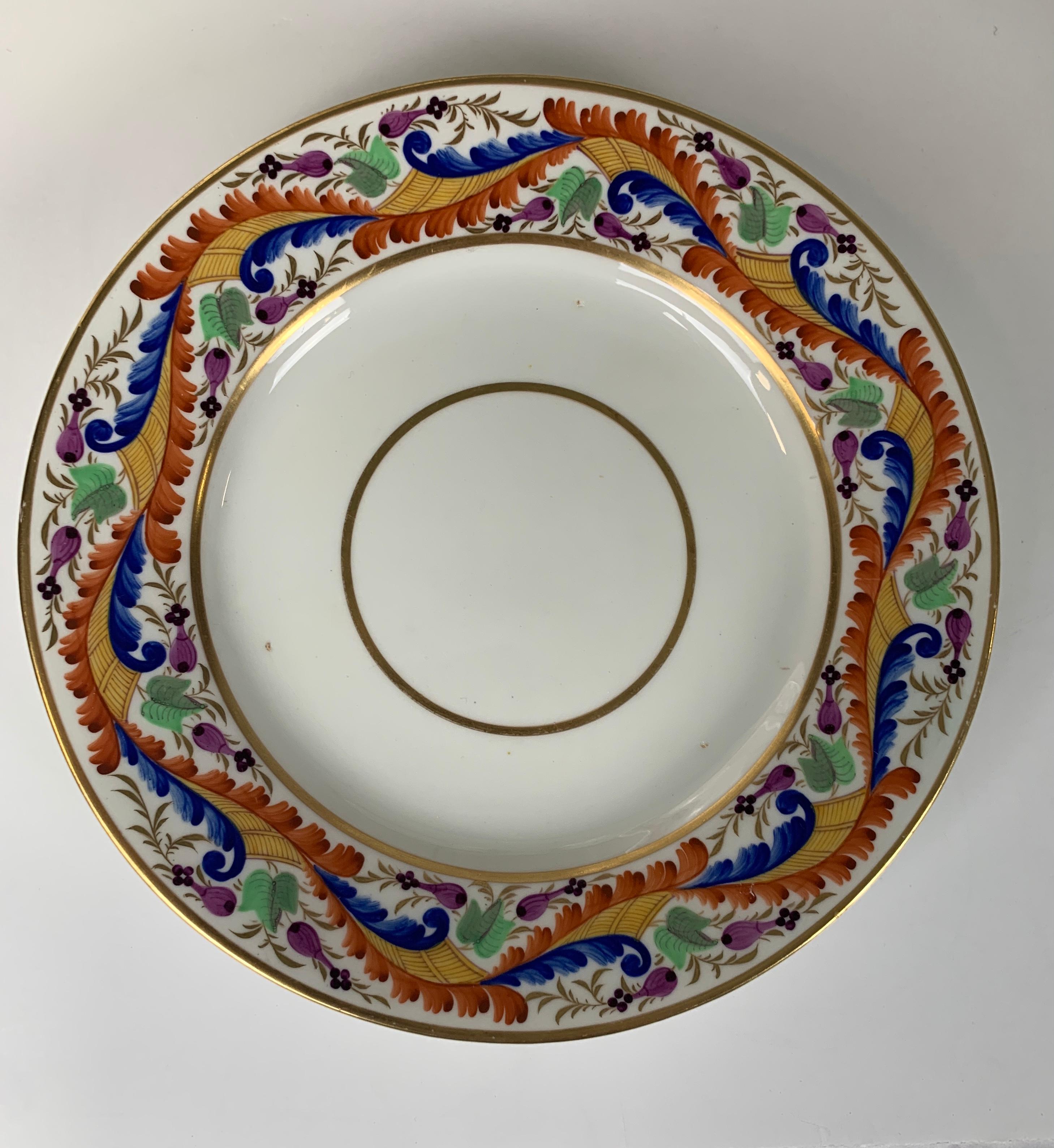 English Set of Five Derby Dishes Hand-Painted in England, circa 1810