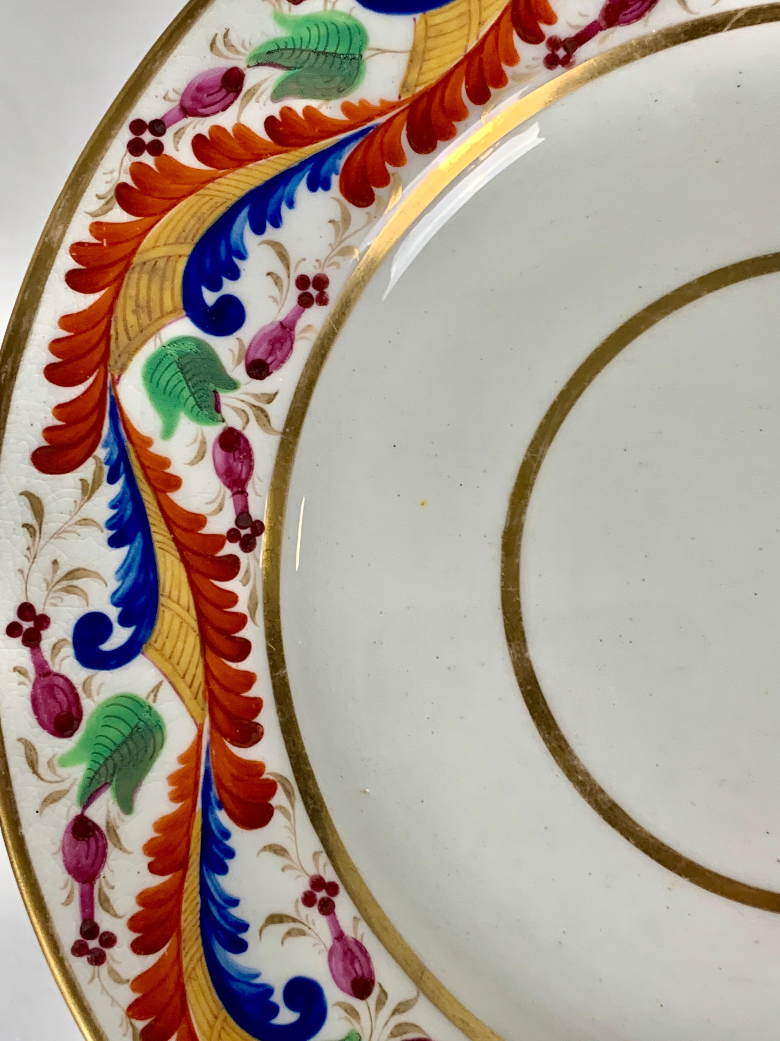 19th Century Set of Five Derby Dishes Hand-Painted in England, circa 1810