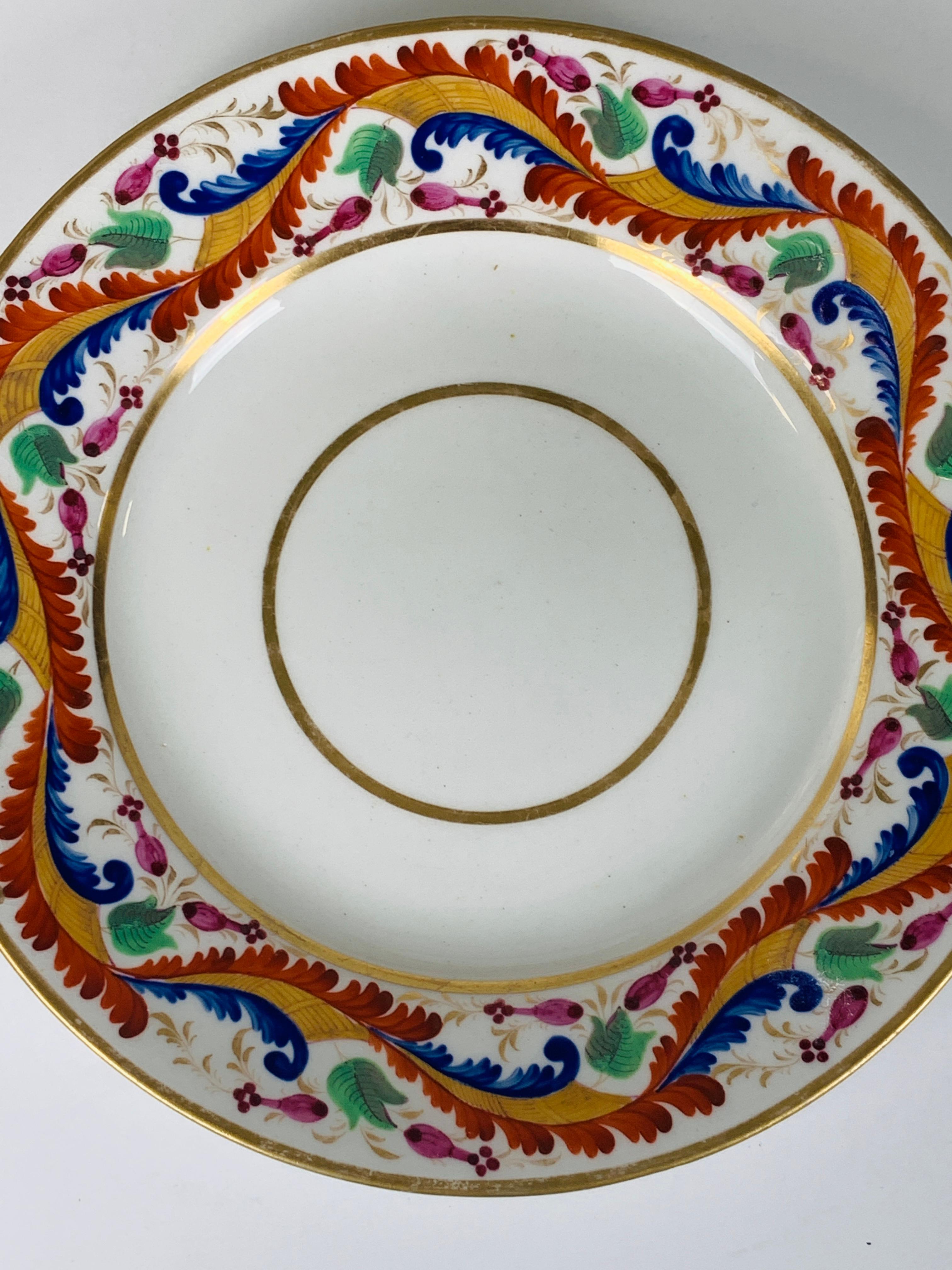 Porcelain Set of Five Derby Dishes Hand-Painted in England, circa 1810