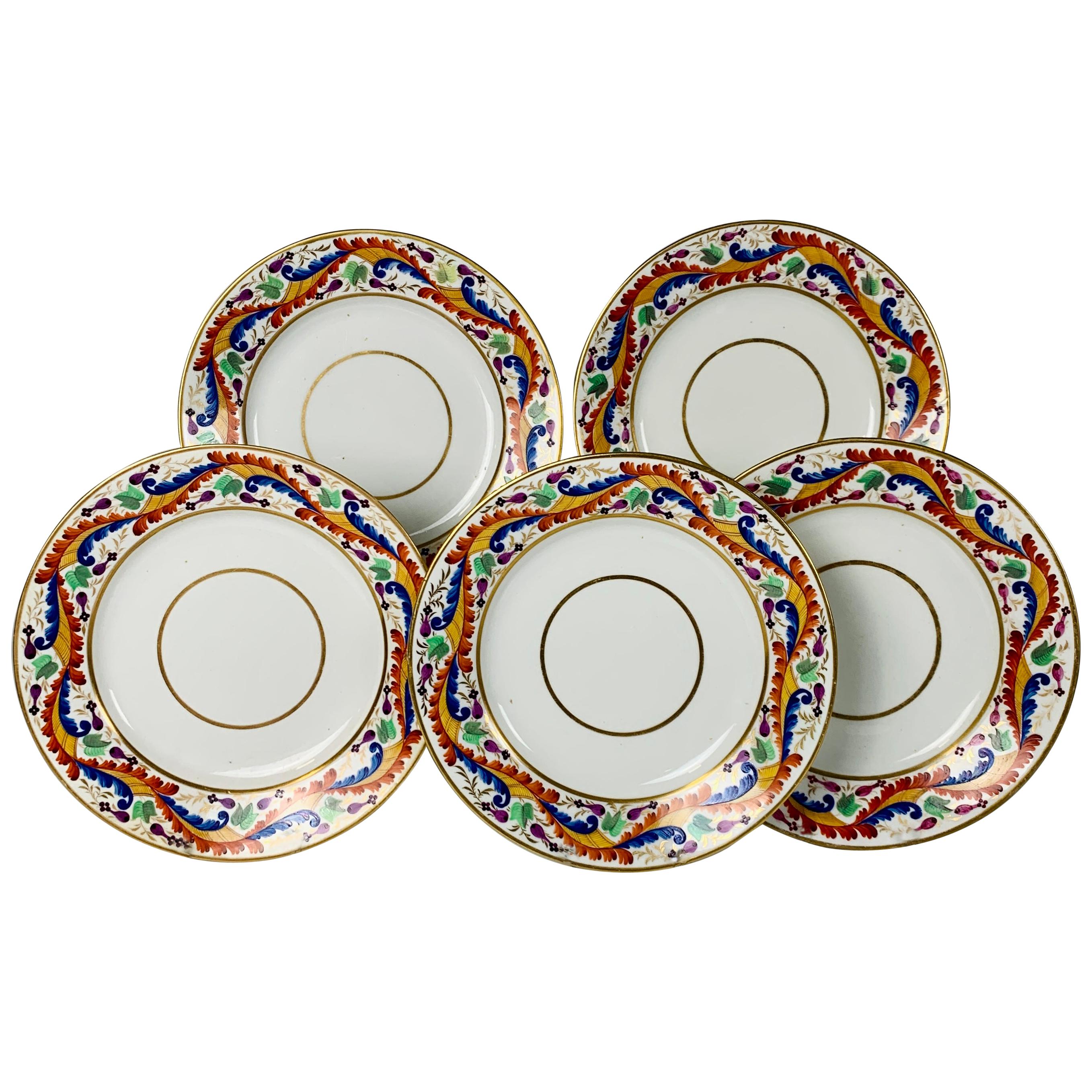 Set of Five Derby Dishes Hand-Painted in England, circa 1810