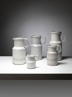 Set of Five Different Ceramic Pitchers by Alessio Tasca, Italy, 1970s