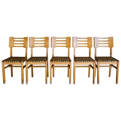 Set of Five Dining Chairs by Pierre Cruege, France, 1940s