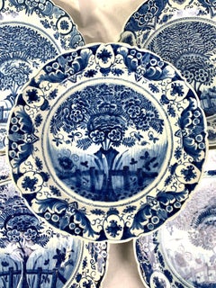 Satz von fünf holländischen Delft Blau & Weiß Chargers Handgemalt von "The Claw" um 1770