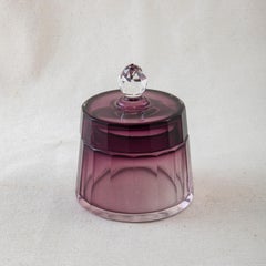 Set of Five Early 20th Century French Amethyst Vanity Bottles with Mirrored Tray