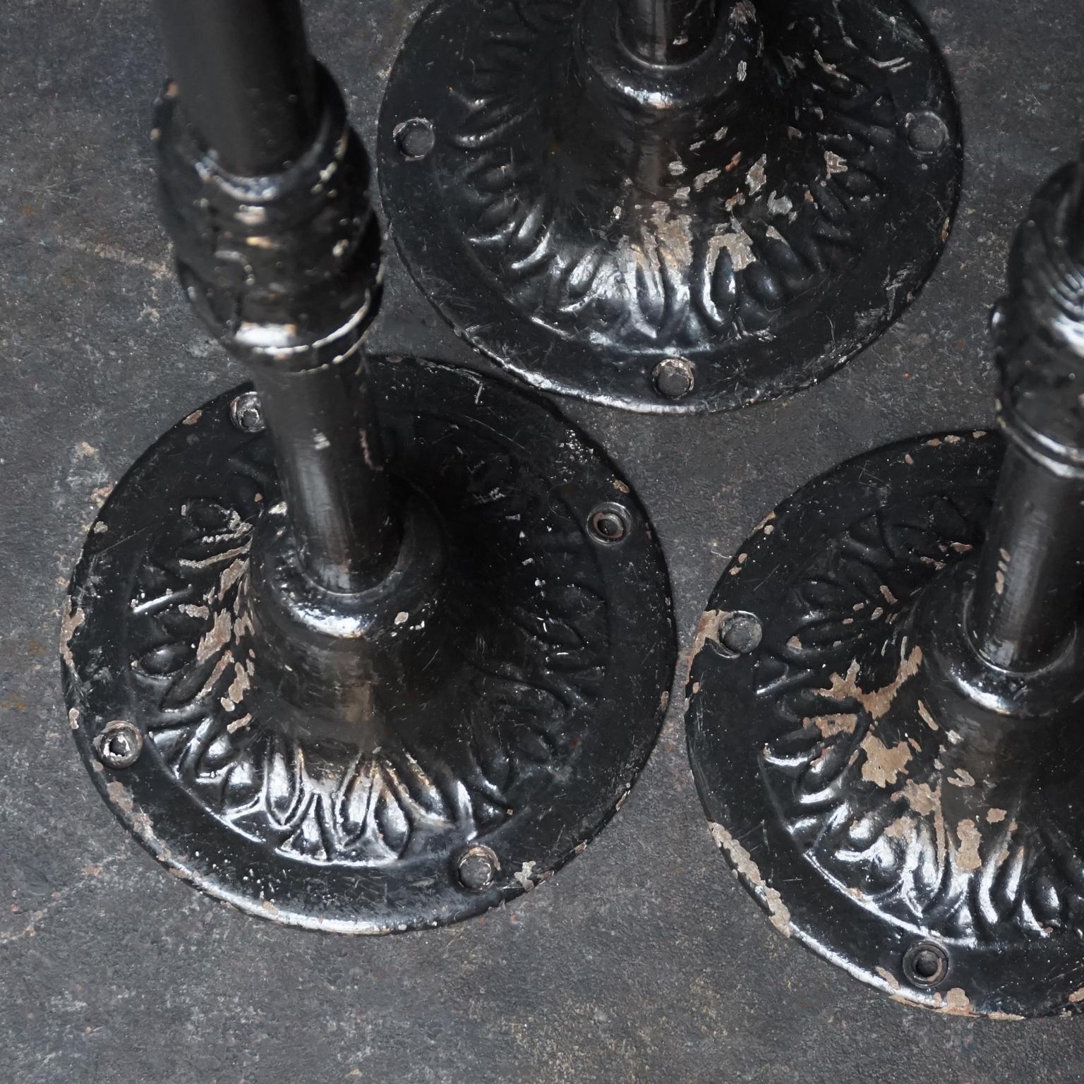 Set of Five Early 20th Century Industrial Oak and Cast Iron Stools 7