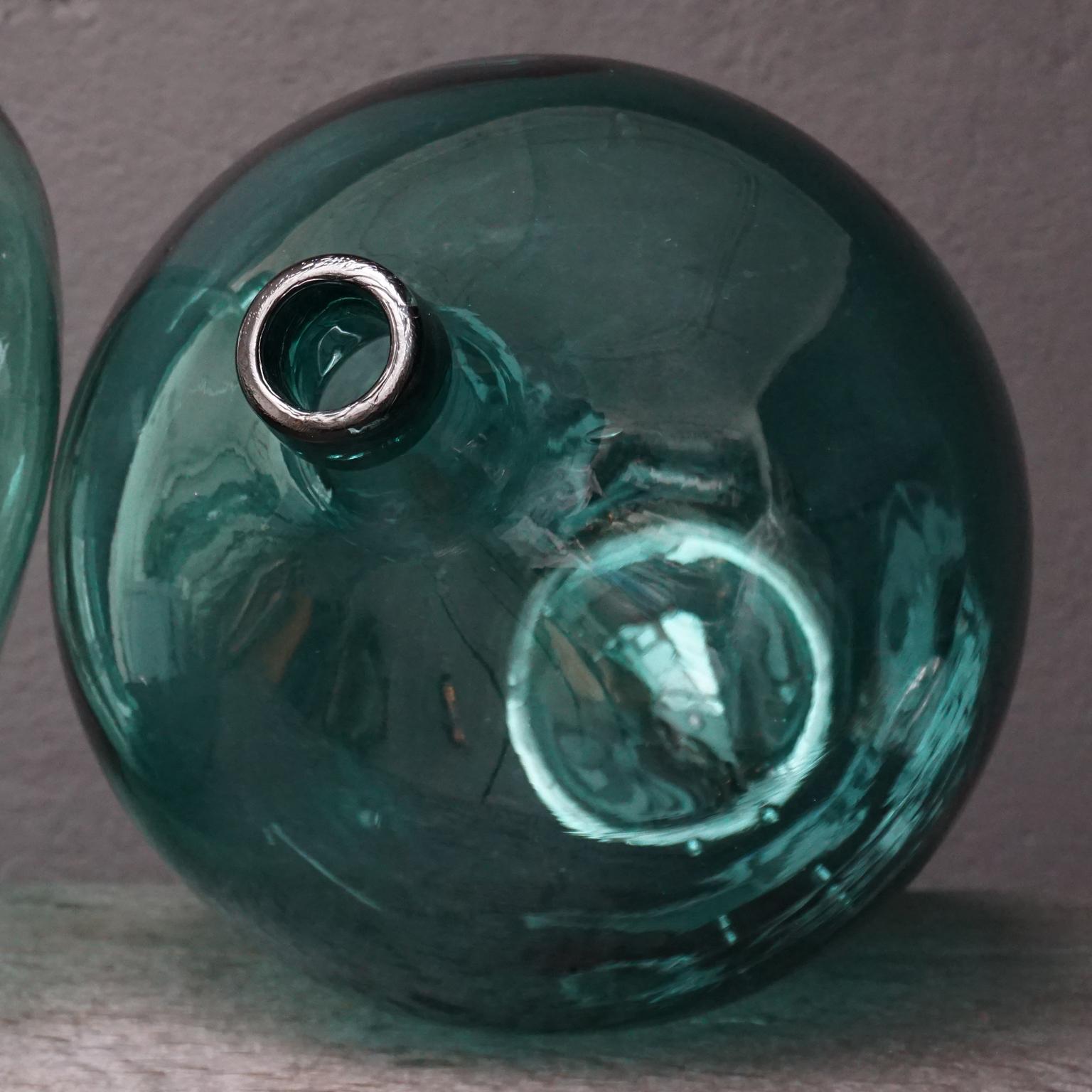 Set of Five Early 20th Century Teal Blue Green Demijohns, Lady Jeanne or Carboys 4
