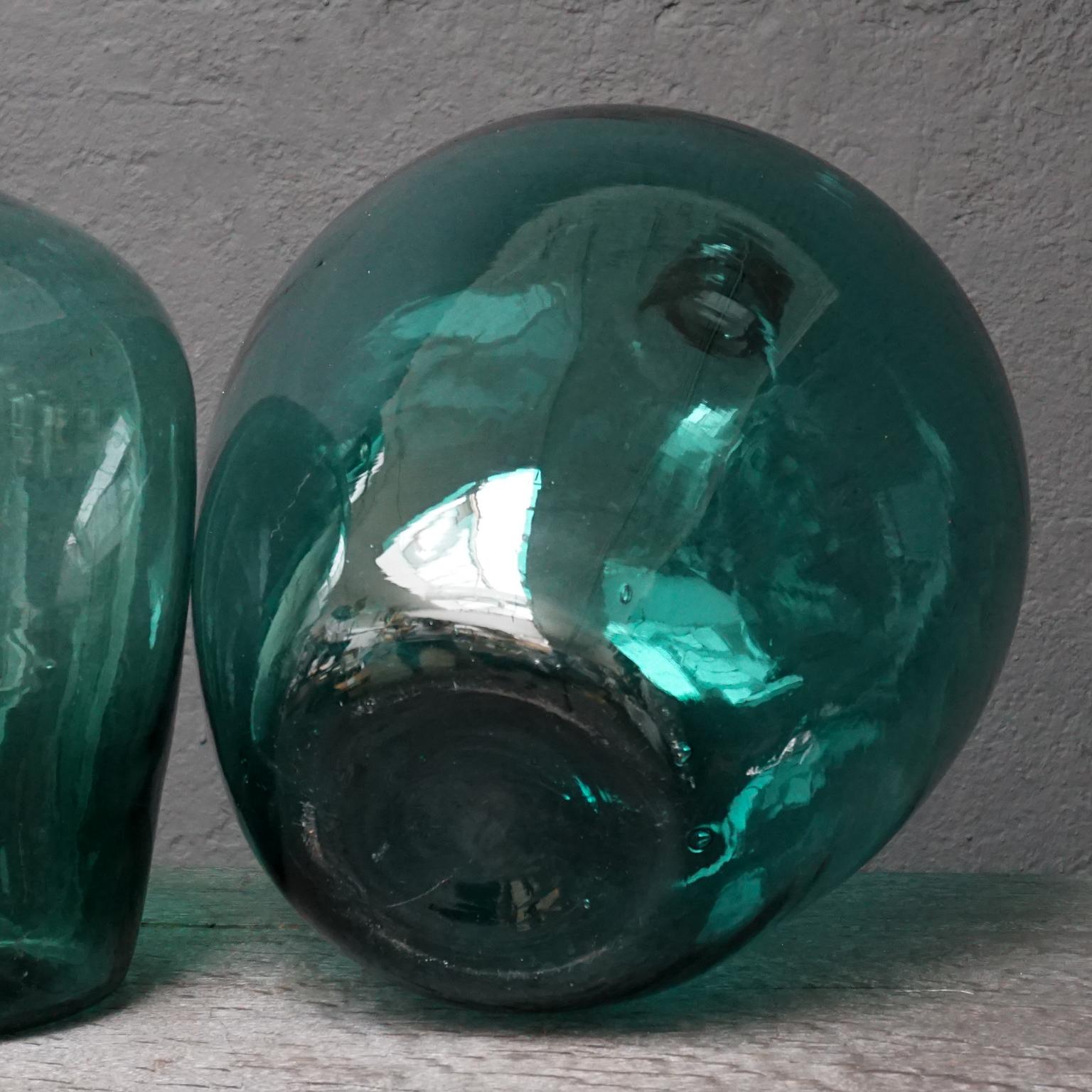 Set of Five Early 20th Century Teal Blue Green Demijohns, Lady Jeanne or Carboys 5