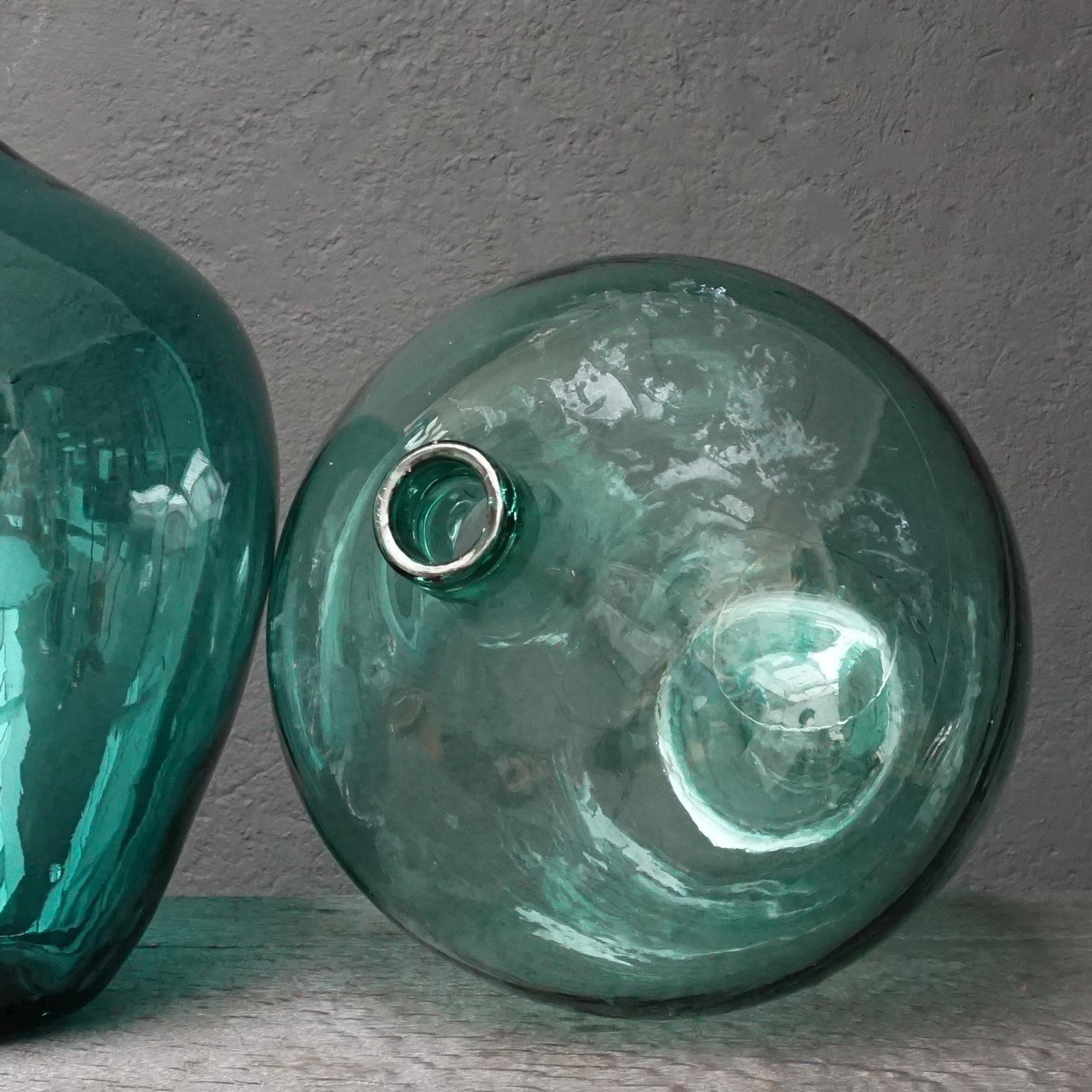 Set of Five Early 20th Century Teal Blue Green Demijohns, Lady Jeanne or Carboys 7