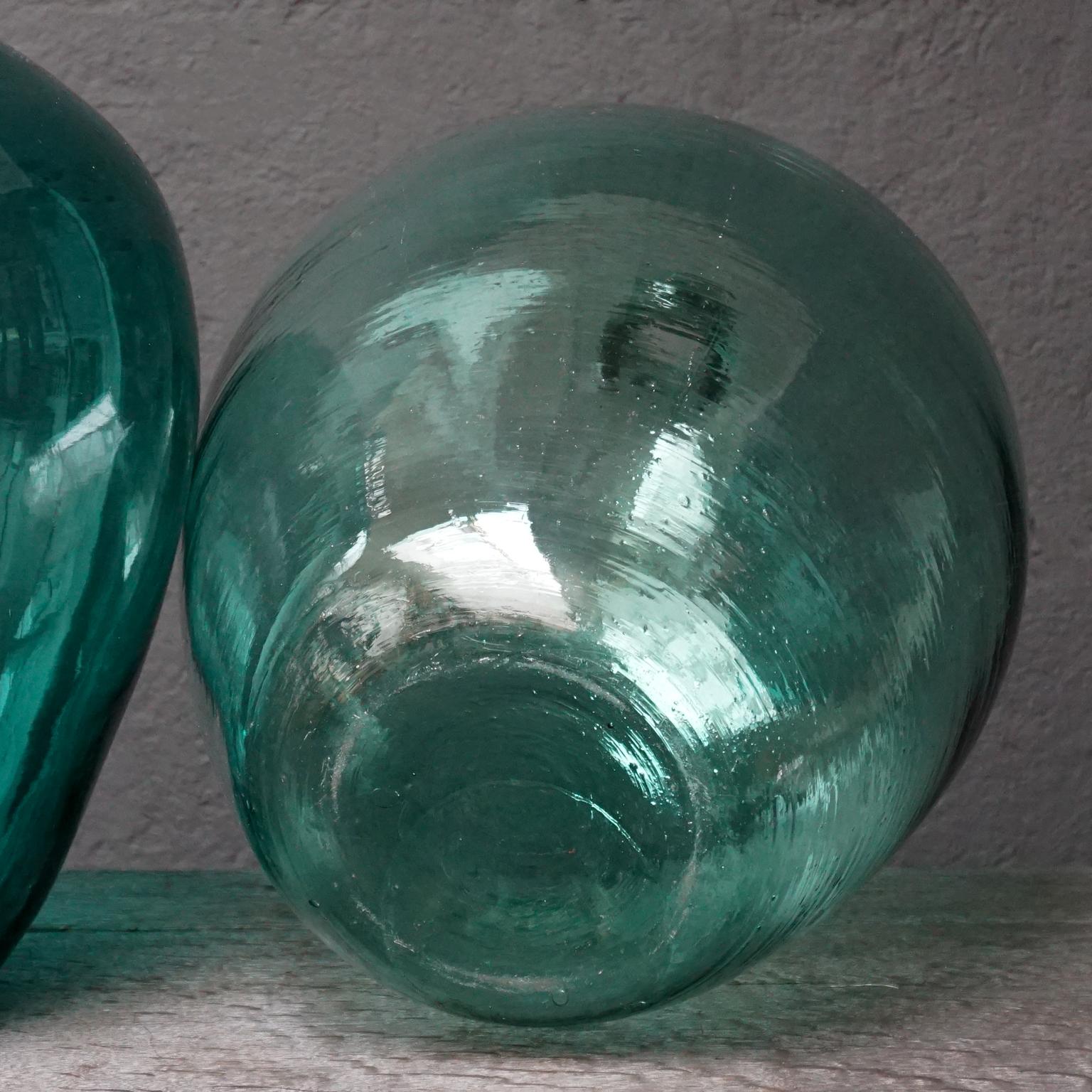 Set of Five Early 20th Century Teal Blue Green Demijohns, Lady Jeanne or Carboys 8