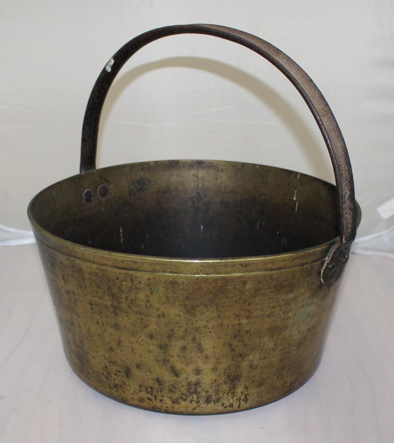 Set of Five Early Antique English Handled Jam Kettles For Sale at 1stDibs