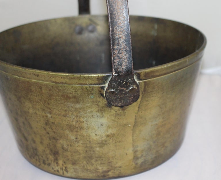 Set of Five Early Antique English Handled Jam Kettles For Sale at 1stDibs