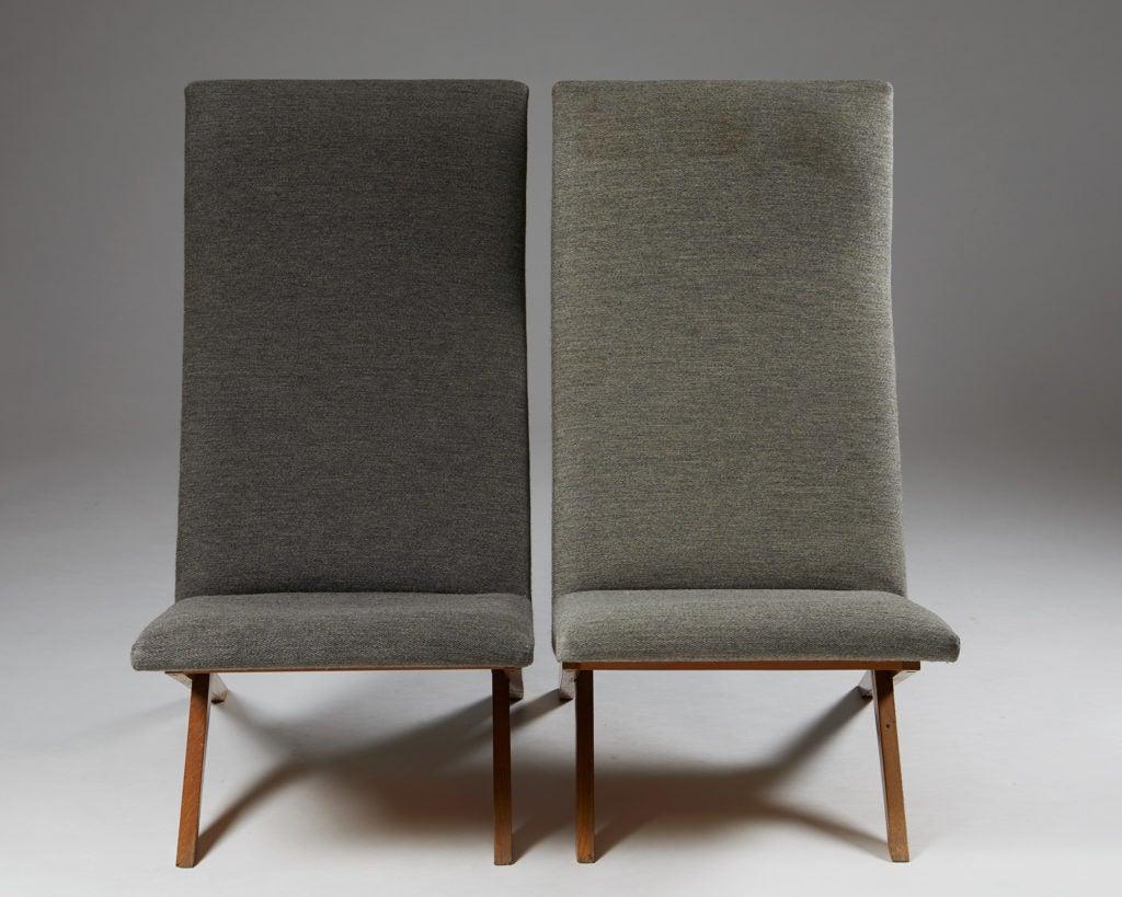 Set aus fünf Sesseln Entworfen von Bodil Kjaer für Harbo Sølvsten, Dänemark (Mitte des 20. Jahrhunderts) im Angebot